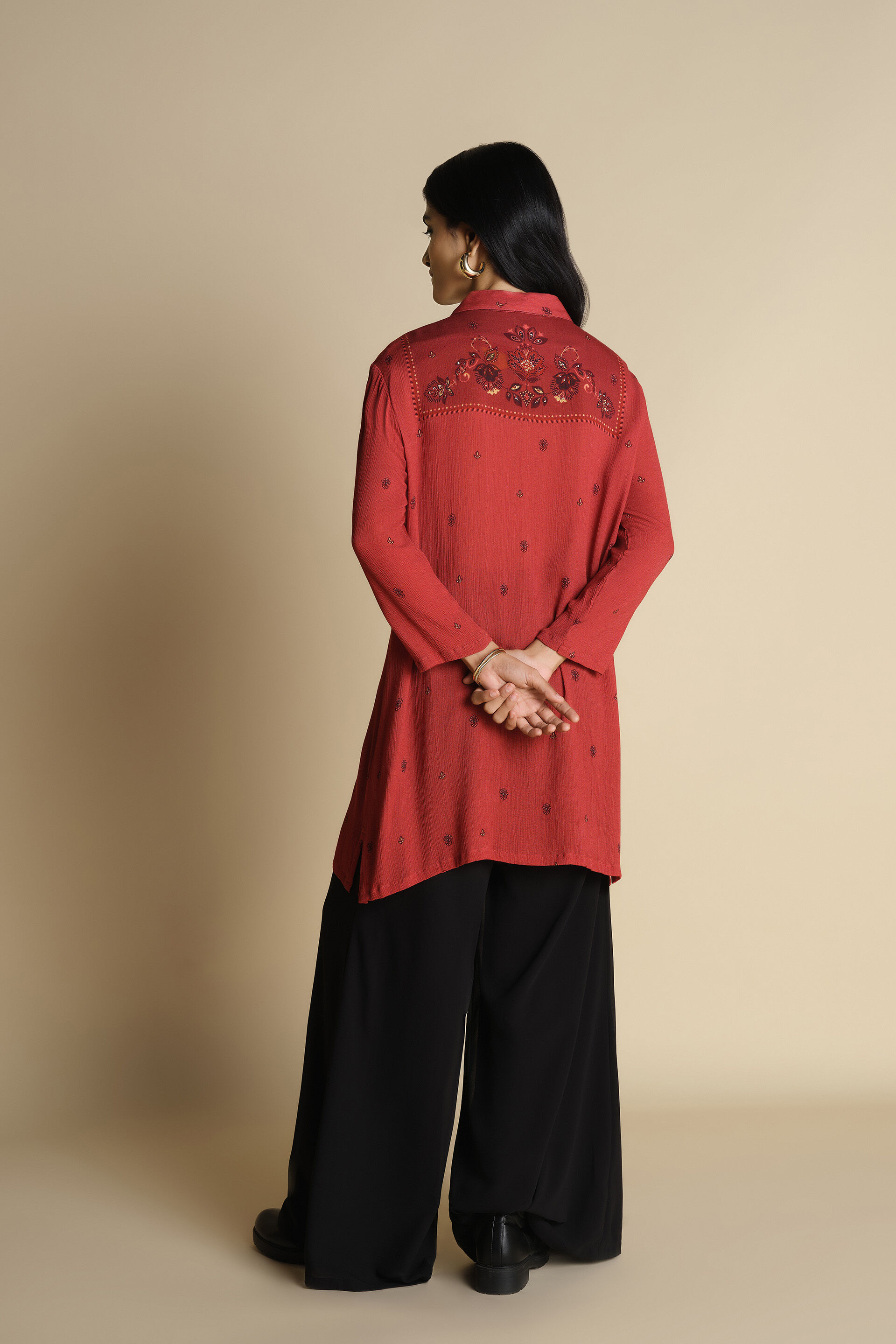 Rusty Paisley Tunic, Rust, image 3